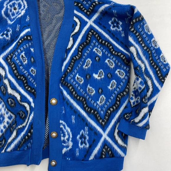 Blue Patterned Women's Cardigan - Picture 6 of 12